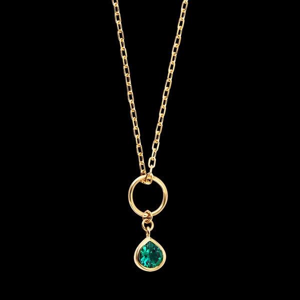 Olivia Ketting – 9 karaat geelgoud, synthetische smaragd