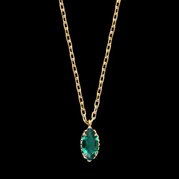Daphné Ketting – 9 karaat geelgoud, synthetische smaragd