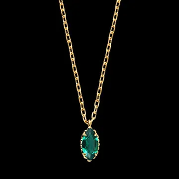 Daphné Ketting – 9 karaat geelgoud, synthetische smaragd