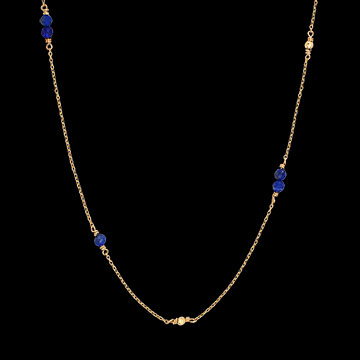 Marine Ketting – 9 karaat geelgoud en lapis lazuli