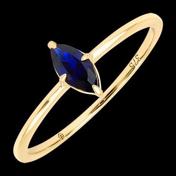 Azure Ring – 9 karaat geelgoud, synthetische saffier