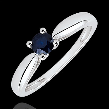 Verlovingsring Solitaire roseau - Saffier 0.35 karaat - 18 karaat witgoud