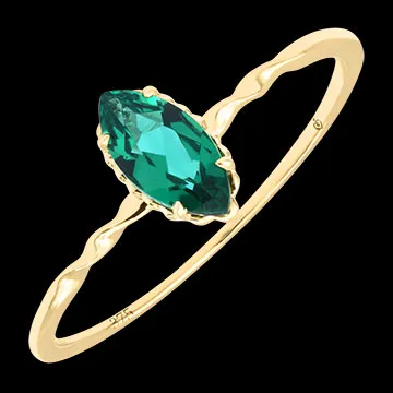 Daphné Ring – 9 karaat geelgoud, synthetische smaragd