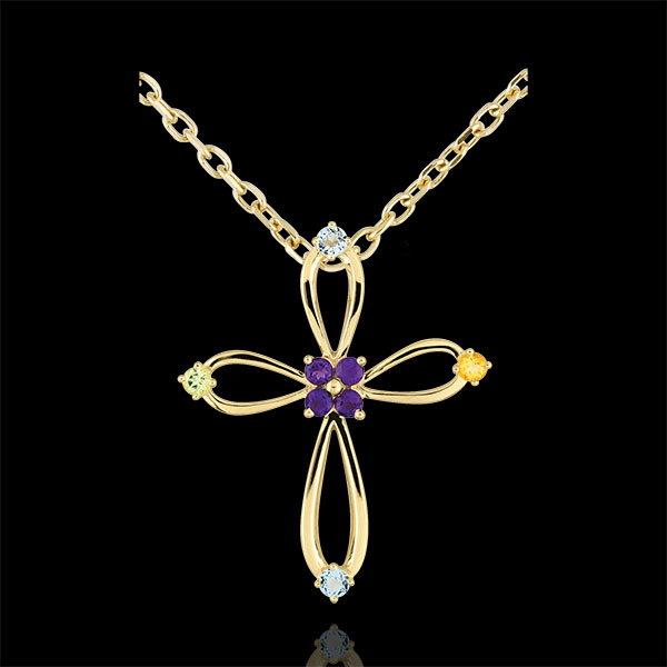 Hanger Byzantine Kruis afgerond - 9 karaat geelgoud