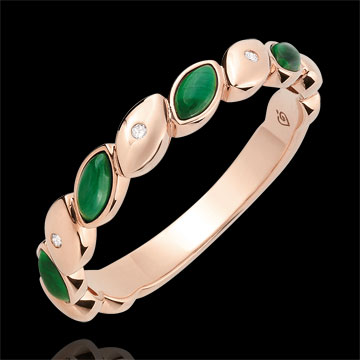 Verighetă Beatitudine - Malahit şi diamante - Aur roz de 18K