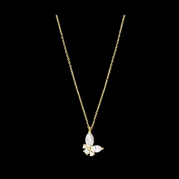 Collar Mariposa de Medianoche - oro amarillo de 9 quilates con diamantes sintéticos