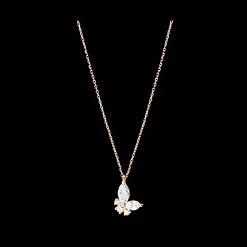 Collar Mariposa de Medianoche - oro rosa de 9 quilates con diamantes sintéticos