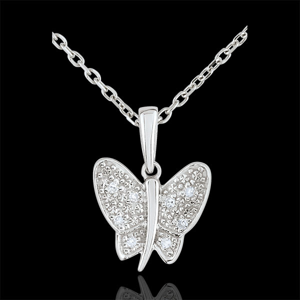 Colgante Paseo Soñado - Mariposa Musical - oro blanco 9 quilates