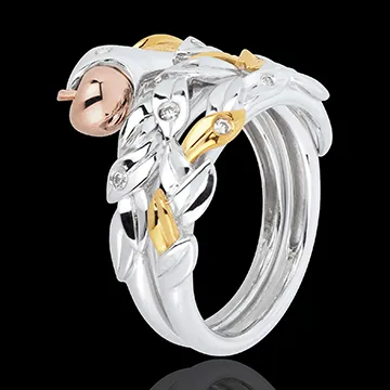 Anillo Paseo Soñado - Fruto Prohibido - Tres oros - oro blanco, oro amarillo y oro rosa 18 quilates