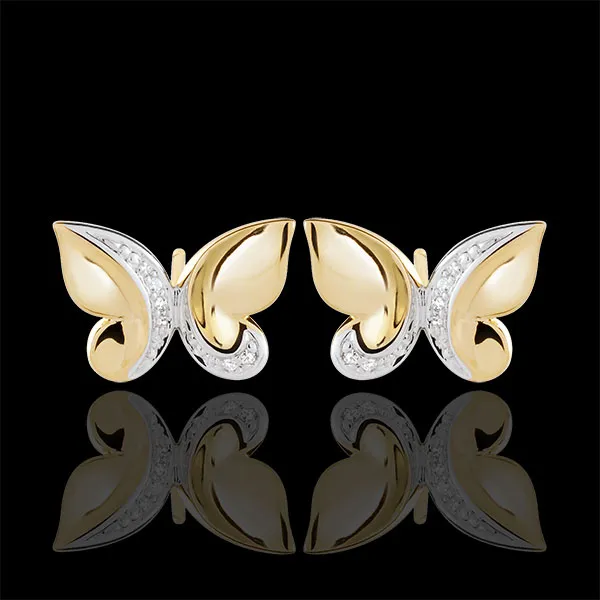 Pendientes Paseo Soñado - Mariposa Cascada - oro blanco y oro amarillo 9 quilates y diamantes