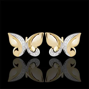 Pendientes Paseo Soñado - Mariposa Cascada - oro blanco y oro amarillo 9 quilates y diamantes