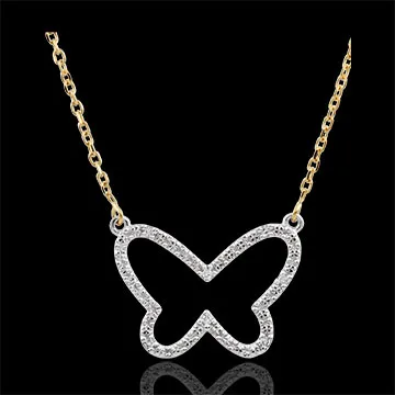 Collar Paseo Soñado - Mariposa Nube - dos oros - oro blanco y oro amarillo 9 quilates