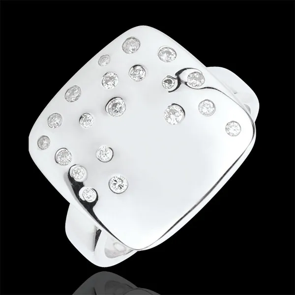 Anillo Pavé Estrellado - plato y diamantes 