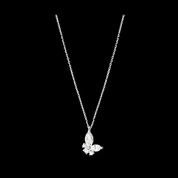 Collar Mariposa de Medianoche - oro blanco de 18 quilates con diamantes sintéticos