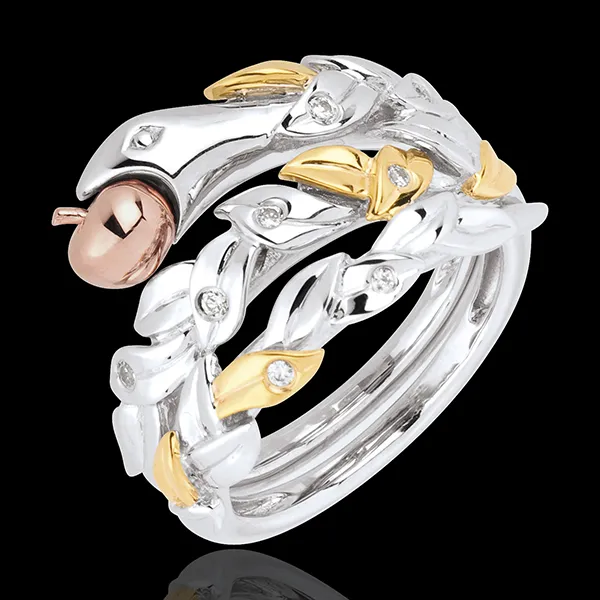 Anillo Paseo Soñado - Fruto Prohibido - Tres oros - oro blanco, oro amarillo y oro rosa 18 quilates