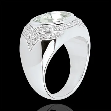 Anillo Horus - Plata - amatista verde, diamantes y piedras finas