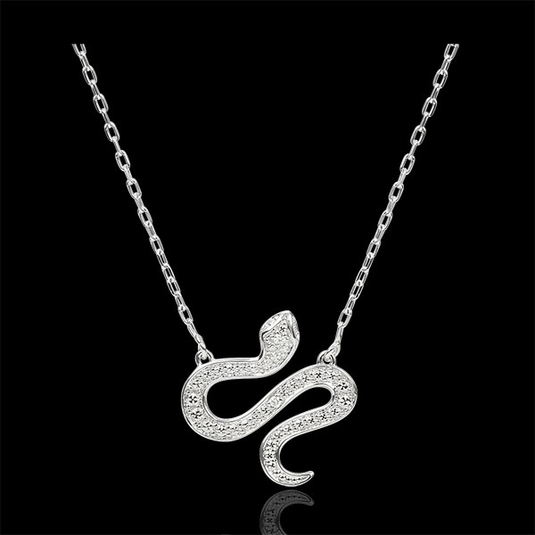 Collana Passeggiata Immaginaria - Serpente Ammaliante - Oro bianco - 9 carati - Diamanti