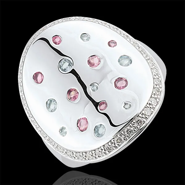 Anello Forma Misteriosa - Argento, Diamanti e Pietre dure - 0.86 carati