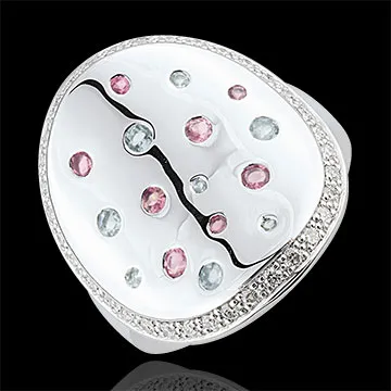 Anello Forma Misteriosa - Argento, Diamanti e Pietre dure - 0.86 carati