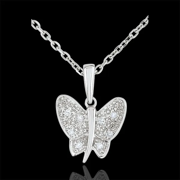 Ciondolo Passeggia Immaginaria - Farfalla Musicista - Oro bianco - 9 carati - Diamanti