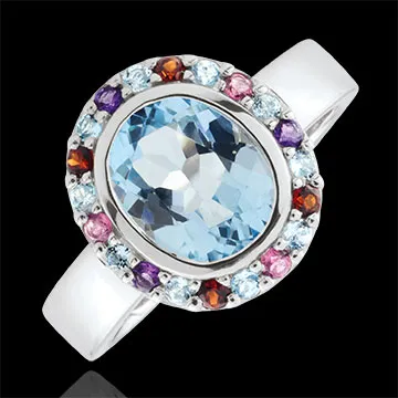 Anello Fiore dell'Eden - Argento e Pietre dure - 2.85 carati