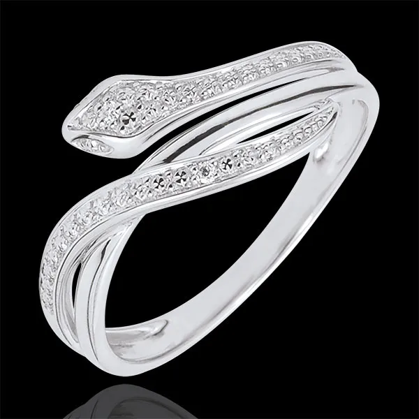 Anello Passeggiata Immaginaria - Serpente Ammaliante - Oro bianco e Diamanti