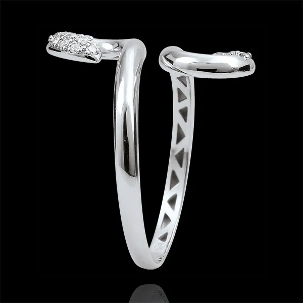 Anello Passegiata Immaginaria - Serpente Amore - Oro bianco e Diamante - 9 carati