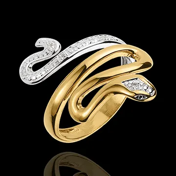 Anello Passeggiata Immaginaria - Minaccia Preziosa - due Ori - 18 carati -Diamanti
