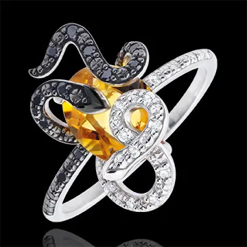 Anello Passeggiata Immaginaria- Gorgonia - Argento - Diamanti - 0.155 carati - Pietre dure