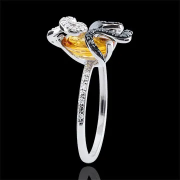 Anello Passeggiata Immaginaria- Gorgonia - Argento - Diamanti - 0.155 carati - Pietre dure