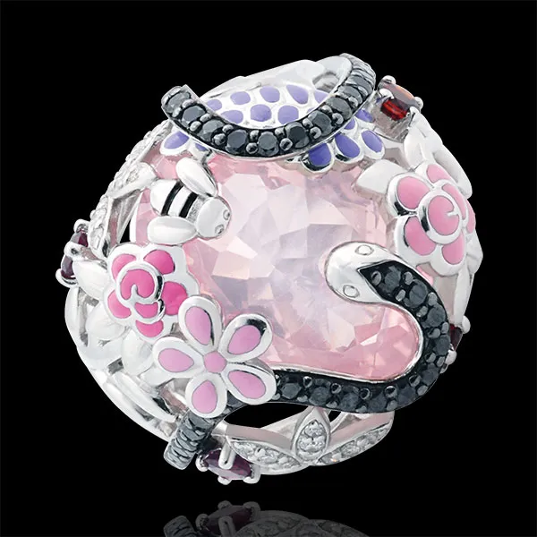 Anello Passeggiata Immaginaria - Paradiso rosa - Argento - Diamanti - 0.59 carati - Pietre dure