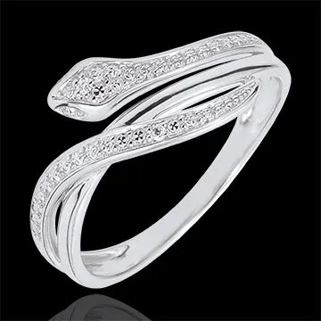 Anello Passeggiata Immaginaria - Serpente Ammaliante - oro bianco e diamanti - 18 carati.