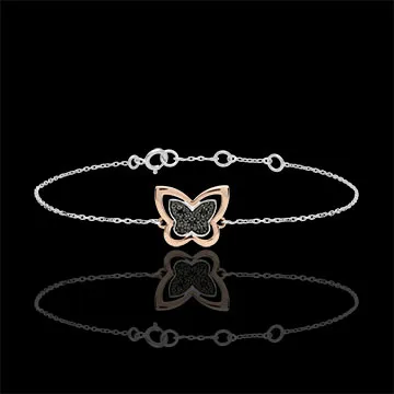 Bracciale Passeggiata Immaginaria - Farfalla Lunare - Oro rosa e Diamanti neri - 9 carati