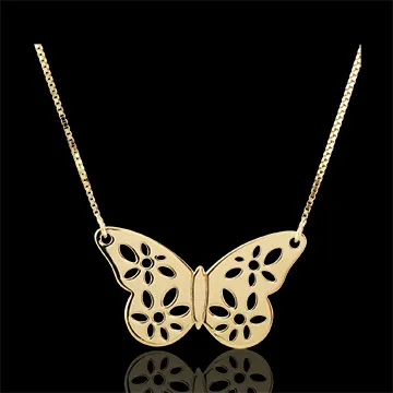 Collana Farfalla Merlettata - Oro giallo - 9 carati 