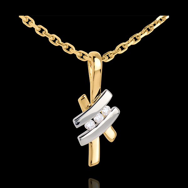 Pendant Precious Nest - Sinogram trilogy - white and yellow gold - 18 carats
