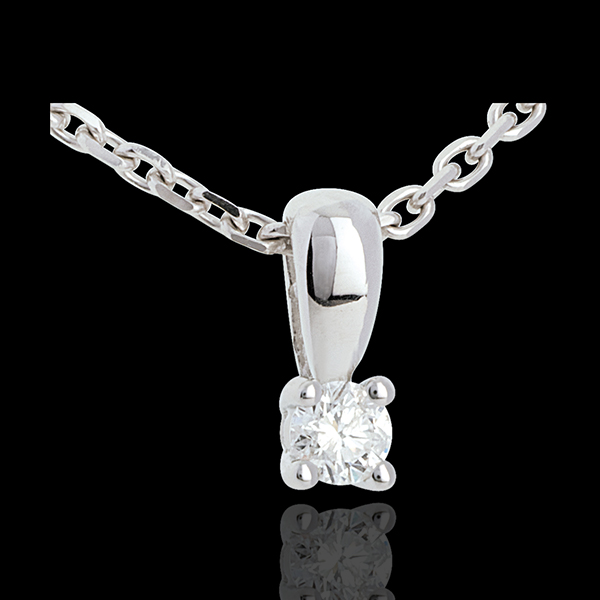 Pendentif diamant belière or blanc 18 carats - 0.11 carat
