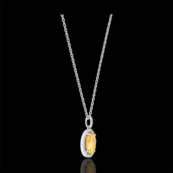 Pendentif Eternel Edelweiss - Anaé - or blanc 18 carats - Citrine et diamants