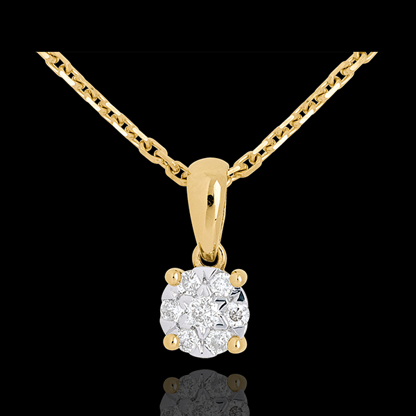 Pendentif pavage et belière or jaune 18 carats - 0.14 carat - 7 diamants