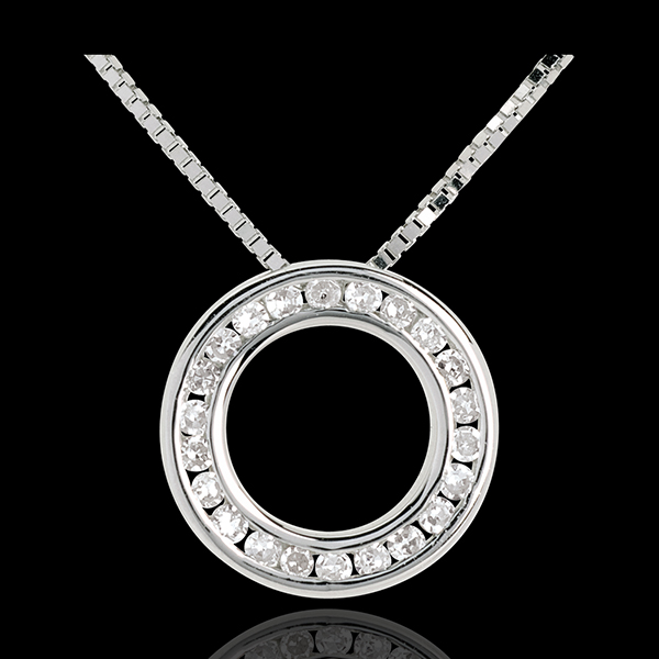 Pendulum necklace white gold paved - 22 diamonds