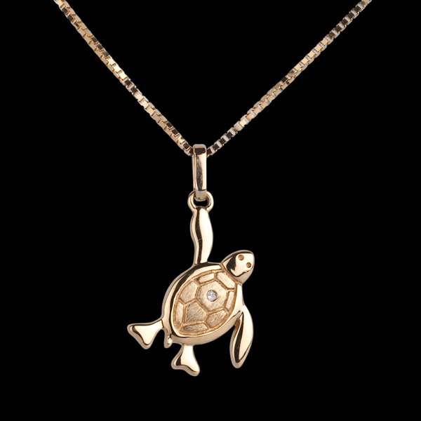 Bébé tortue - grande - or jaune 9 carats