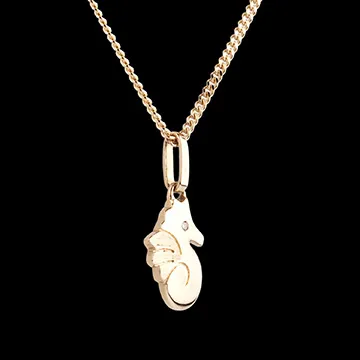 Beautiful seahorse - large model - yellow gold - 9 carat