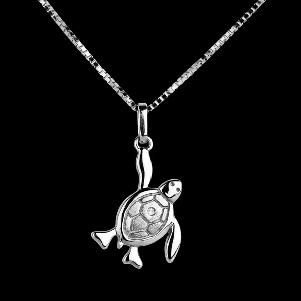 Bébé tortue - grand modèle - or blanc 18 carats