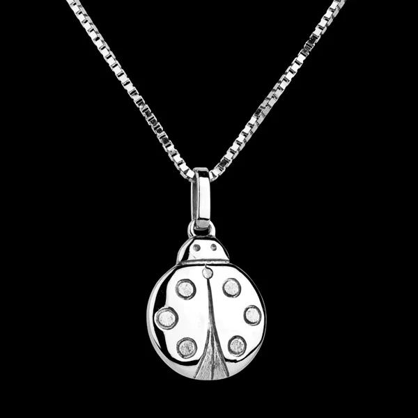 Coccinella - modello grande - Oro bianco - 9 carati - Diamante
