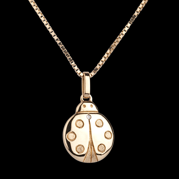 Coccinella - modello grande - Oro giallo - 9 carati - Diamante