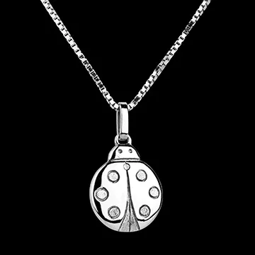 Coccinella - modello grande - Oro bianco - 9 carati - Diamante