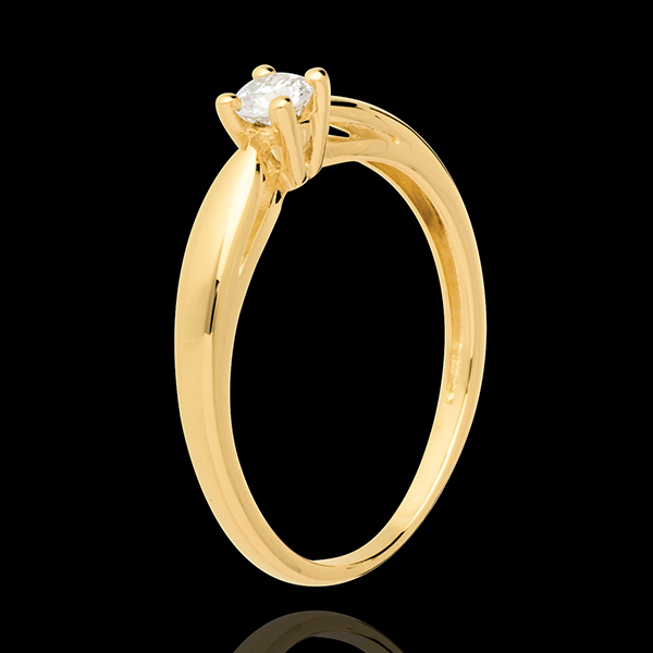 Pierścionek w kształcie trzciny z żółtego złota 18-karatowego z jednym diamentem - 0,16 karata