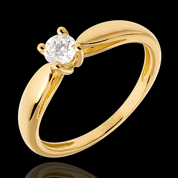 Pierścionek w kształcie trzciny z żółtego złota 18-karatowego z jednym diamentem - 0,26 karata