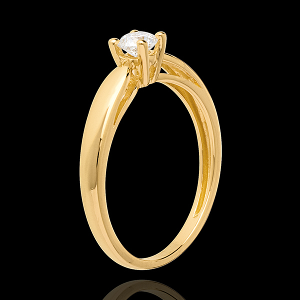 Pierścionek w kształcie trzciny z żółtego złota 18-karatowego z jednym diamentem - 0,26 karata