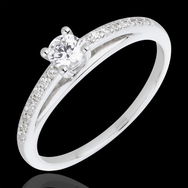 Pierścionek zaręczynowy - Avalon - diament 0,195 karata - złoto białe 18-karatowe i diament