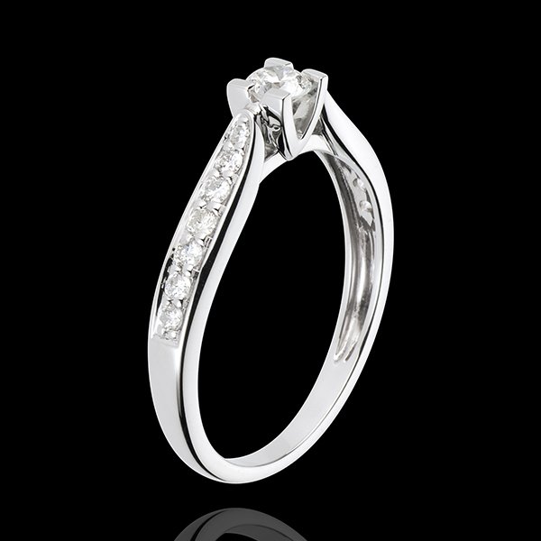 Pierścionek zaręczynowy Hrabina z jednym diamentem - diament 0,18 karata - złoto białe 18-karatowe